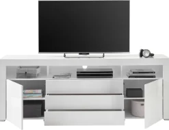 TV-Highboard Goal weiß Hochglanz B/H/T: ca. 200x74x44 cm