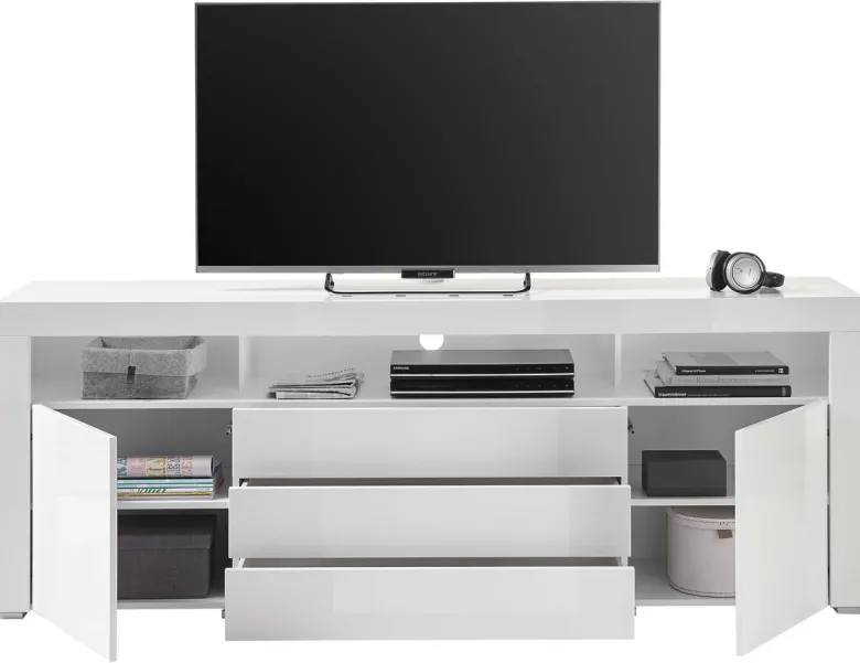 TV-Highboard Goal weiß Hochglanz B/H/T: ca. 200x74x44 cm