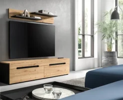 TV-Kommode Canu basaltgrau Nachbildung Artisan Oak Nachbildung B/H/T: ca. 170x38x33 cm