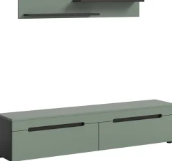 TV-Lowboard Canu grün basaltgrau Nachbildung B/H/T: ca. 170x38x33 cm