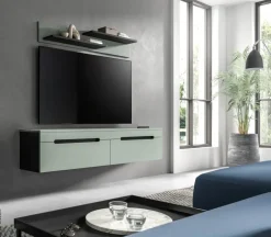 TV-Lowboard Canu grün basaltgrau Nachbildung B/H/T: ca. 170x38x33 cm