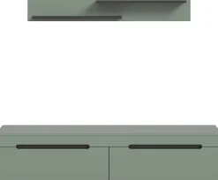 TV-Lowboard Canu grün basaltgrau Nachbildung B/H/T: ca. 170x38x33 cm