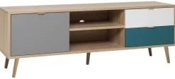 TV-Lowboard Cuba Eiche Sonoma Nachbildung weiß grau petrol B/H/T: ca. 150x52x40 cm