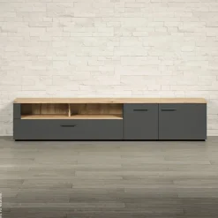 TV-Lowboard Esteban anthrazit Eiche Evoke Coast Nachbildung B/H/T: ca. 210x43x41 cm