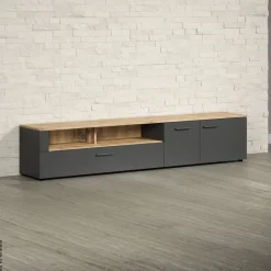 TV-Lowboard Esteban anthrazit Eiche Evoke Coast Nachbildung B/H/T: ca. 210x43x41 cm