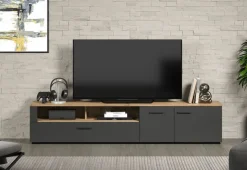 TV-Lowboard Esteban anthrazit Eiche Evoke Coast Nachbildung B/H/T: ca. 210x43x41 cm