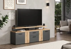 TV-Lowboard Esteban Eiche Evoke Oak Nachbildung anthrazit B/H/T: ca. 180x66x47 cm