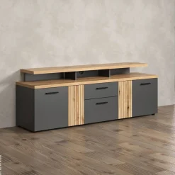 TV-Lowboard Esteban Eiche Evoke Oak Nachbildung anthrazit B/H/T: ca. 180x66x47 cm