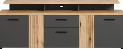 TV-Lowboard Esteban Eiche Evoke Oak Nachbildung anthrazit B/H/T: ca. 180x66x47 cm