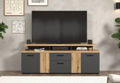 TV-Lowboard Esteban Eiche Evoke Oak Nachbildung anthrazit B/H/T: ca. 180x66x47 cm