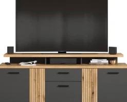 TV-Lowboard Esteban Eiche Evoke Oak Nachbildung anthrazit B/H/T: ca. 180x66x47 cm