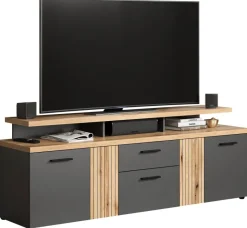 TV-Lowboard Esteban Eiche Evoke Oak Nachbildung anthrazit B/H/T: ca. 180x66x47 cm