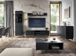 TV-Lowboard FLINN schwarz B/H/T: ca. 140x50x40 cm