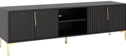 TV-Lowboard FLINN schwarz matt gold Optik B/H/T: ca. 165x50x40 cm