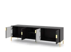 TV-Lowboard FLINN schwarz matt gold Optik B/H/T: ca. 165x50x40 cm
