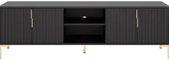 TV-Lowboard FLINN schwarz matt gold Optik B/H/T: ca. 165x50x40 cm