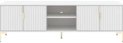 TV-Lowboard FLINN weiß matt gold Optik B/H/T: ca. 195x50x40 cm