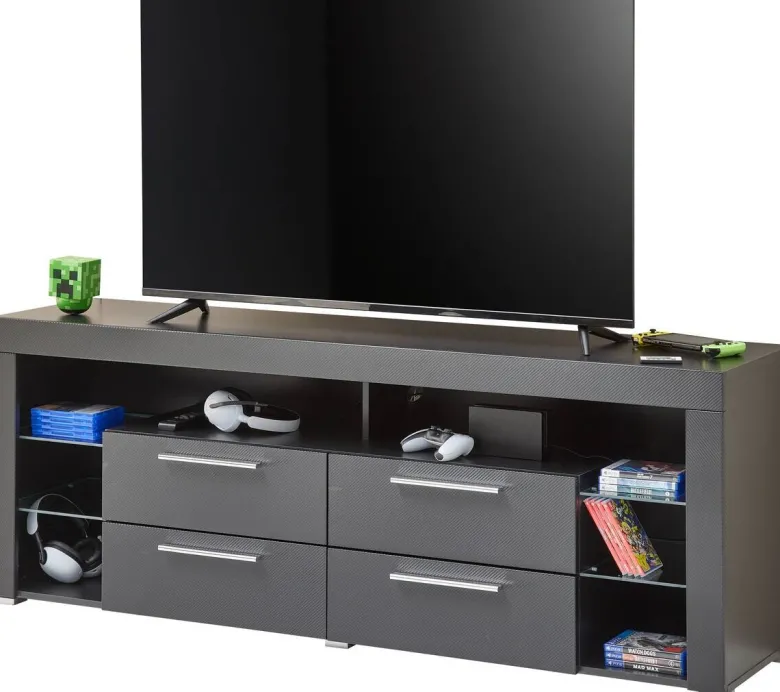 TV-Lowboard Goal Carbon schwarz Carbon Optik B/H/T: ca. 179x66x44 cm