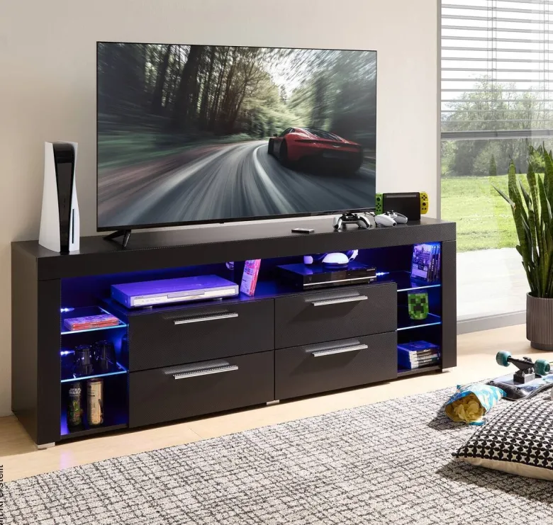 TV-Lowboard Goal Carbon schwarz Carbon Optik B/H/T: ca. 179x66x44 cm