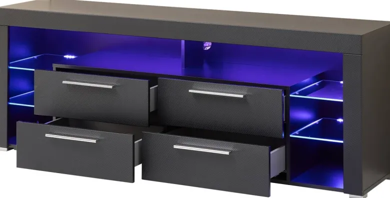 TV-Lowboard Goal Carbon schwarz Carbon Optik B/H/T: ca. 179x66x44 cm