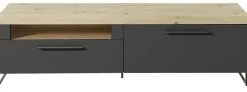TV-Lowboard Loft Two Eiche Artisan Nachbildung Graphit Lacklaminat supermatt B/H/T: ca. 192x55x44 cm