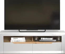 TV-Lowboard Marlon Eiche Evoke Coast Nachbildung weiß Hochglanz B/H/T: ca. 150x50x40 cm
