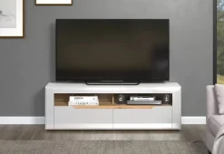 TV-Lowboard Marlon Eiche Evoke Coast Nachbildung weiß Hochglanz B/H/T: ca. 150x50x40 cm