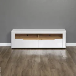 TV-Lowboard Marlon Eiche Evoke Coast Nachbildung weiß Hochglanz B/H/T: ca. 150x50x40 cm