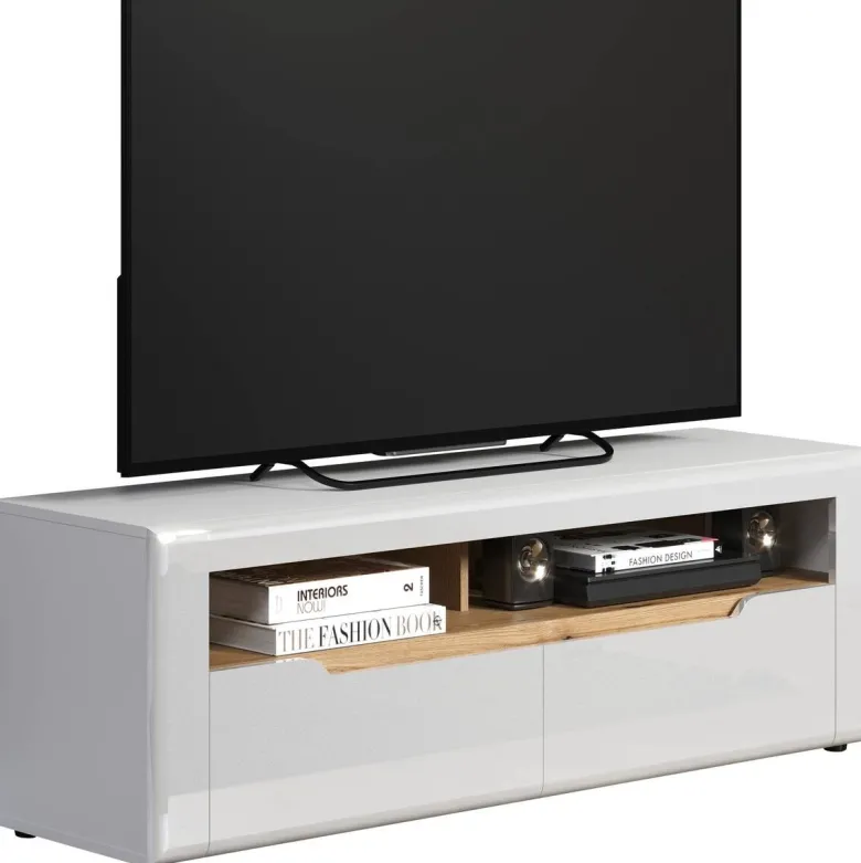 TV-Lowboard Marlon Eiche Evoke Coast Nachbildung weiß Hochglanz B/H/T: ca. 150x50x40 cm