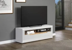 TV-Lowboard Marlon Eiche Evoke Coast Nachbildung weiß Hochglanz B/H/T: ca. 150x50x40 cm