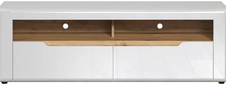 TV-Lowboard Marlon Eiche Evoke Coast Nachbildung weiß Hochglanz B/H/T: ca. 150x50x40 cm