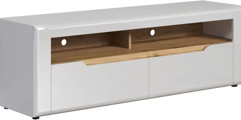 TV-Lowboard Marlon Eiche Evoke Coast Nachbildung weiß Hochglanz B/H/T: ca. 150x50x40 cm