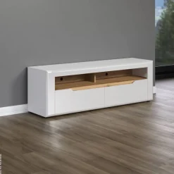 TV-Lowboard Marlon Eiche Evoke Coast Nachbildung weiß Hochglanz B/H/T: ca. 150x50x40 cm