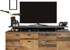 TV-Lowboard Mood Old Wood Nachbildung Beton dunkel Optik B/H/T: ca. 180x65x44 cm