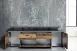 TV-Lowboard Mood Old Wood Nachbildung Beton dunkel Optik B/H/T: ca. 180x65x44 cm