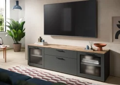 TV-Lowboard Niklas anthrazit Eiche Nox Oak Nachbildung B/H/T: ca. 185x52x40 cm