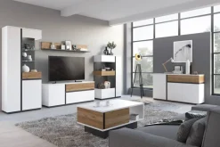 TV-Lowboard Novena weiß Eiche Catania Nachbildung schwarz matt B/H/T: ca. 160x63x40 cm