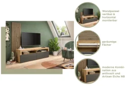 TV-Lowboard Okai anthrazit Eiche Artisan Nachbildung B/H/T: ca. 160x90x45 cm