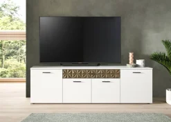 TV-Lowboard Prisma weiß gold Optik B/H/T: ca. 190x57x37 cm