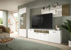 TV-Lowboard Prisma weiß gold Optik B/H/T: ca. 190x57x37 cm