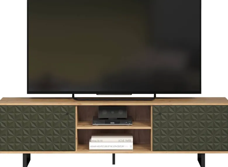 TV-Lowboard Sentra Eiche Artisan Nachbildung grün dunkel B/H/T: ca. 184x52x40 cm