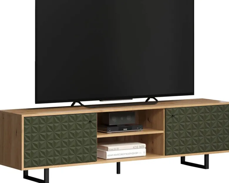 TV-Lowboard Sentra Eiche Artisan Nachbildung grün dunkel B/H/T: ca. 184x52x40 cm
