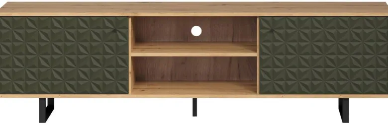 TV-Lowboard Sentra Eiche Artisan Nachbildung grün dunkel B/H/T: ca. 184x52x40 cm