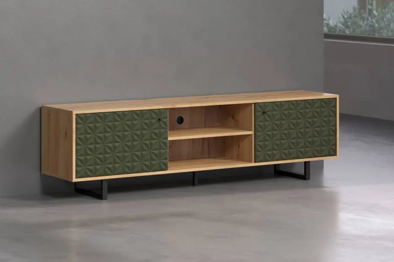 TV-Lowboard Sentra Eiche Artisan Nachbildung grün dunkel B/H/T: ca. 184x52x40 cm