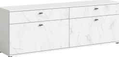 TV-Lowboard Stone weiß Marmoroptik B/H/T: ca. 180x62x41 cm