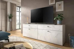TV-Lowboard Stone weiß Marmoroptik B/H/T: ca. 180x62x41 cm