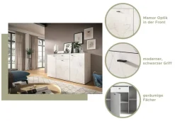 TV-Lowboard Stone weiß Marmoroptik B/H/T: ca. 180x62x41 cm