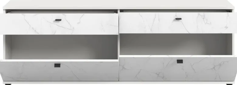 TV-Lowboard Stone weiß Marmoroptik B/H/T: ca. 180x62x41 cm