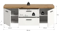 TV-Lowboard Sunset weiß B/H/T: ca. 150x54x37 cm