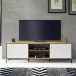 TV-Lowboard Touch Eiche Artisan Nachbildung weiß matt B/H/T: ca. 183x55x40 cm